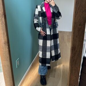 Reformation Long Plaid Coat
